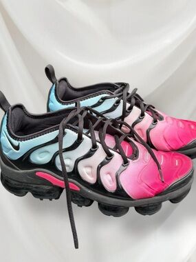 Nike Ombre Pink to Blue VaporMax Plus Sneakers with Black Accents